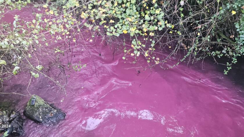 Corso d'acqua tracciato con colorante